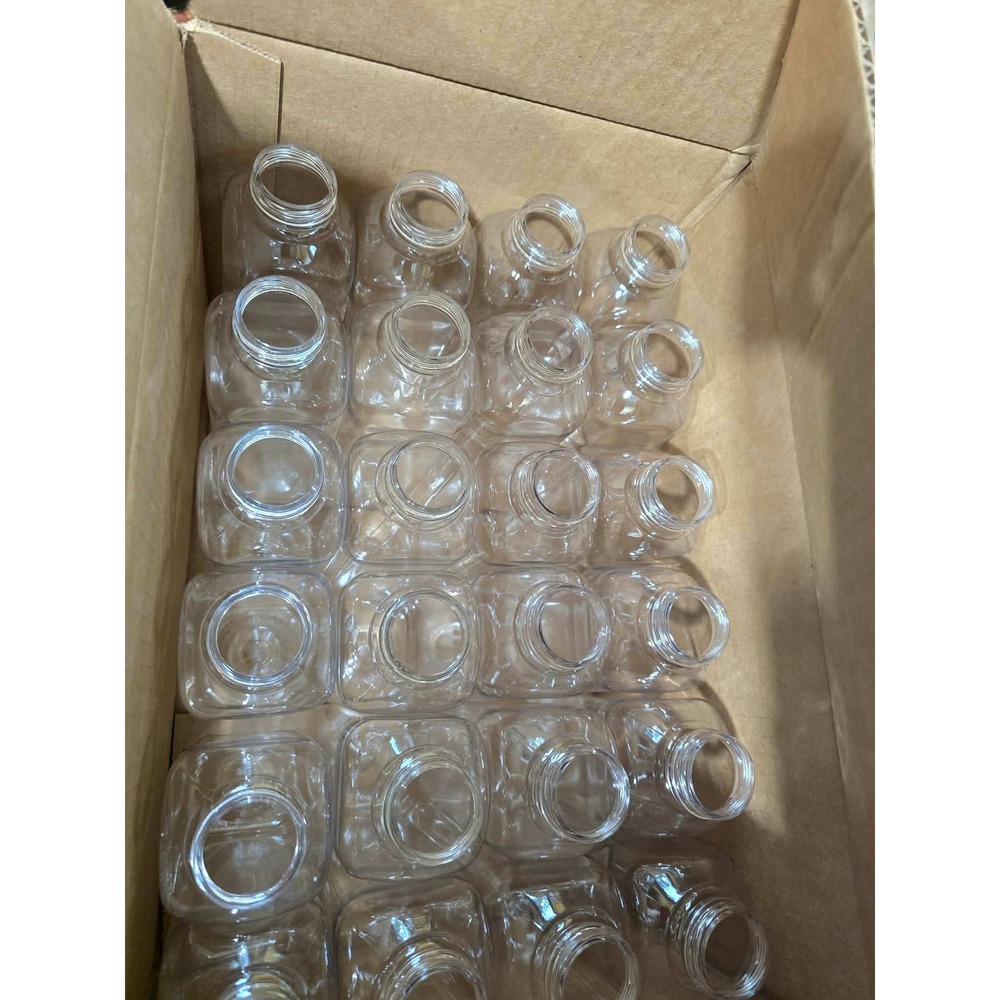 Uline S-21727W 16 oz Clear Square Juice Bottles with White‎ Caps 24 Count NEW